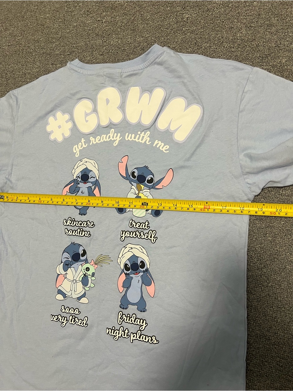 Stitch Light Blue Short-Sleeve Kids Tee with GRWM Graphic 12T - Picture 6 of 6